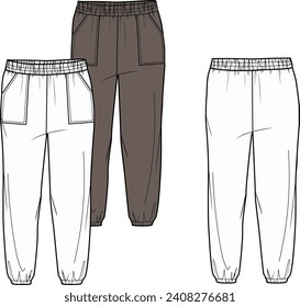 woman sweatpant with side pockets fashion vector,cad	