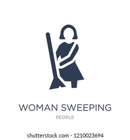 Woman Sweeping icon. Trendy flat vector Woman Sweeping icon on white background from People collection, vector illustration can be use for web and mobile, eps10