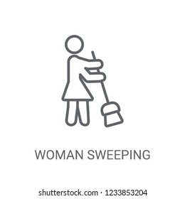 Woman Sweeping icon. Trendy Woman Sweeping logo concept on white background from People collection. Suitable for use on web apps, mobile apps and print media.