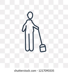 Woman Sweeping vector outline icon isolated on transparent background, high quality linear Woman Sweeping transparency concept can be used web and mobile