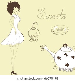 Mujer con dulces