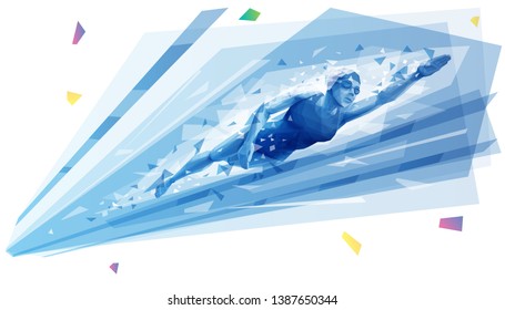 Woman Swimming Backstroke At The Pool