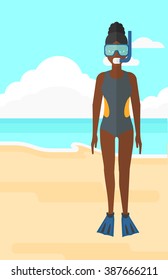 Woman with swimming equipment.