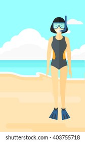 Woman with swimming equipment.