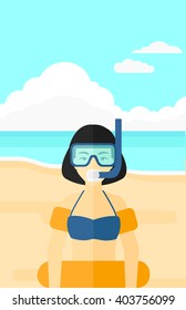 Woman with swimming equipment.