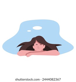 woman swimming in the pool. relax and enjoy. swim. exercising. suitable for a sports theme. flat vector illustration.