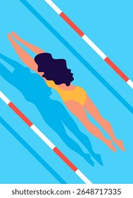 Woman swimming pool vector illustration