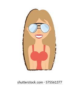 woman swimming suit and sunglasses icon, vector illustration