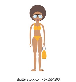 woman swimming suit and sunglasses icon, vector illustration