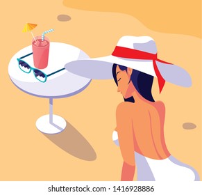 woman with swimsuit in the beach