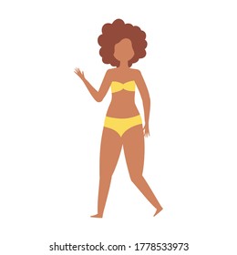 woman in swimsuit character cartoon isolated design icon vector illustration