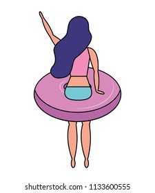 woman with swimsuit in float