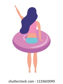 woman with swimsuit in float