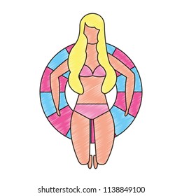 woman with swimsuit in float