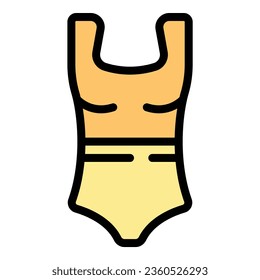 Vector de contorno de icono de bañador femenino. Verano extremo. Color del deporte acuático