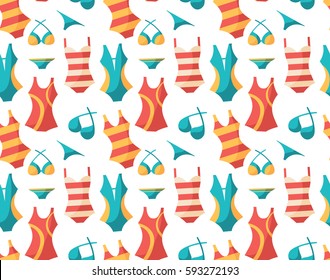 Woman swimwear seamless pattern background. Colorful abstract vector illustration. Colorful template for you design, web and mobile applications.

