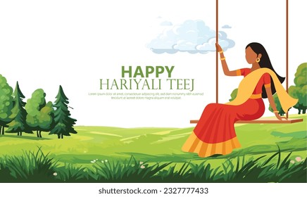 woman swing illustration Celebrated by Indian on Teej, Hartalika Teej