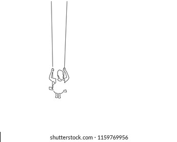 Woman swinging line drawing, vector illustration design. People collection.