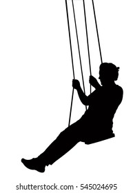 woman swinging, silhouette vector