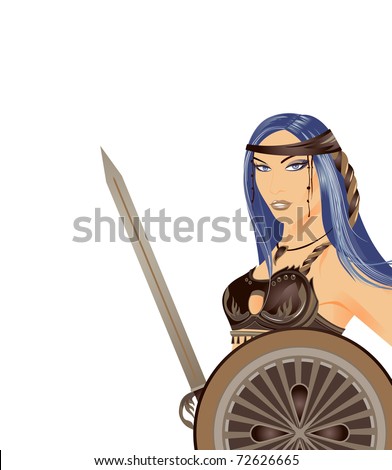 A woman with a sword. The woman warrior.