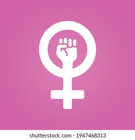 Woman symbol, feminism power, female gender with fist inside for feminist activist icon vector illustration.