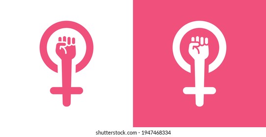 Woman symbol, feminism power, female gender with fist inside for feminist activist icon vector illustration.