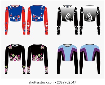Woman t shirt in vector graphic. Slim fit cheer top crop t shirt with short sleeves and crew neck. Fashion isolated illustration template.Scheme front and back views.