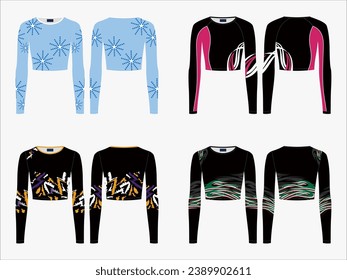 Woman t shirt in vector graphic. Slim fit cheer top crop t shirt with short sleeves and crew neck. Fashion isolated illustration template.Scheme front and back views.