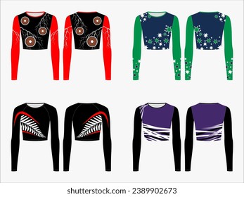Woman t shirt in vector graphic. Slim fit cheer top crop t shirt with short sleeves and crew neck. Fashion isolated illustration template.Scheme front and back views.