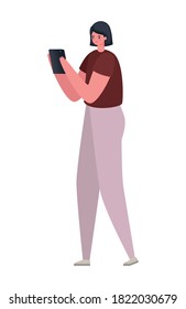 woman with tablet working design of Work from home theme Vector illustration