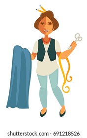 Woman tailor with equipment