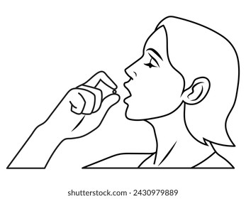 A woman take the medicine in outline and vector format.