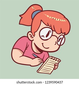 woman takes a note