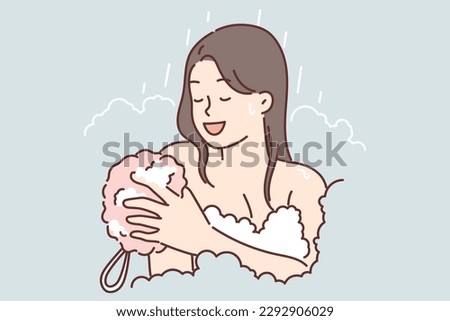 Similar – Image, Stock Photo Woman use shower in bathroom
