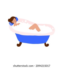 Woman taking a bath illustration