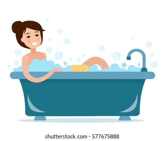 Woman take a bath. Cartoon vector design 6730599 Vector Art at Vecteezy
