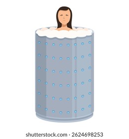 Woman is taking a bath in a spa capsule, enjoying a relaxing and rejuvenating experience