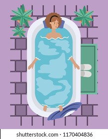 woman taking a bath tub