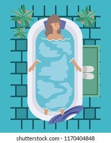 woman taking a bath tub