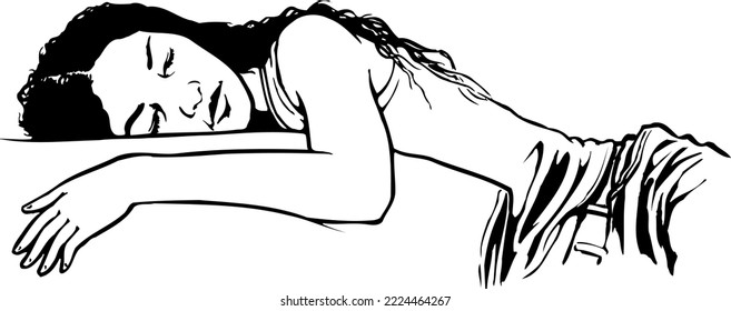 Woman Taking Nap Vector Illustration