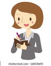 Woman taking notes in a notebook