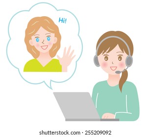 woman taking online class