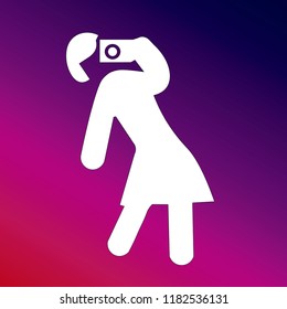Woman taking a photo icon vector illustrator creative design purple and pink gradient background