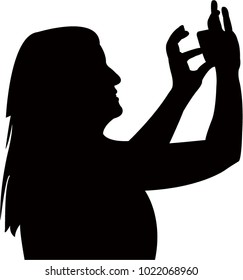 woman taking photo, silhouette vector
