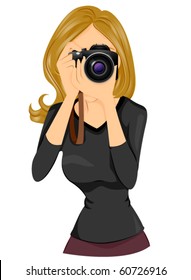 A Woman taking a Photo using a DSLR - Vector