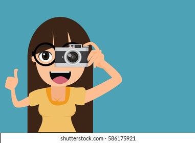 woman is  taking photos