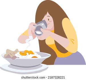 Woman Taking Pictures Of Her Favorite Food