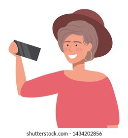 woman taking a selfie design