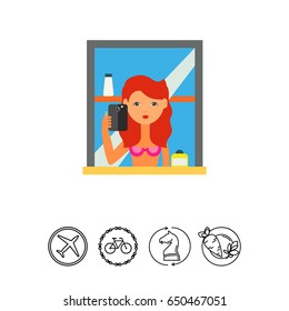 Woman Taking Selfie in Mirror Icon