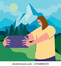woman taking a selfie in mountain